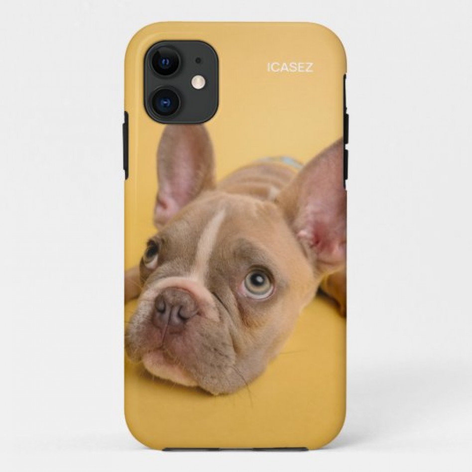 ICASEZオリジナルIPHONE11 PRO 犬の芸術は黄色を照らしますケース