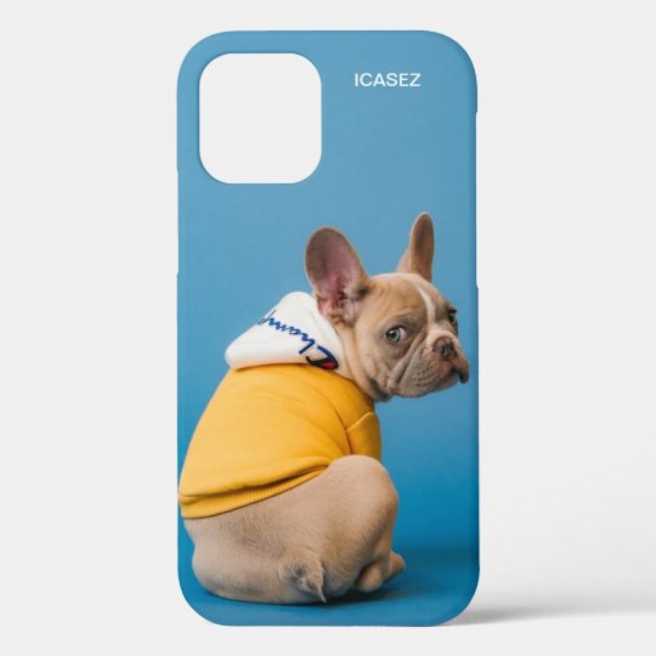 ICASEZオリジナルIPHONE12 犬の芸術は青色を照らしますケース