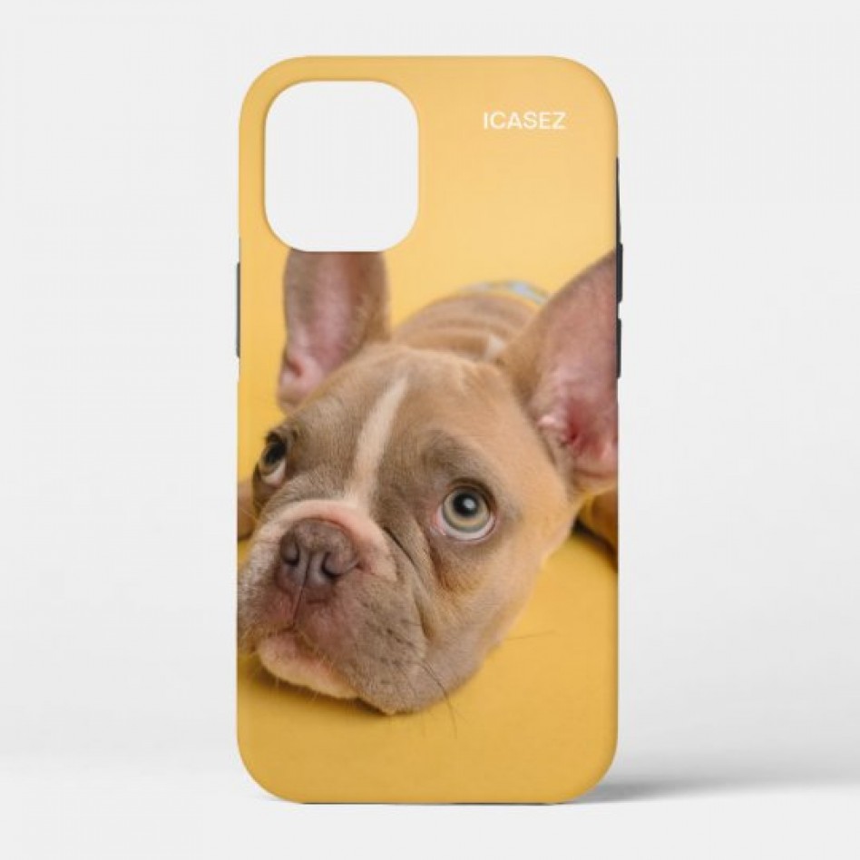 ICASEZオリジナルIPHONE12 MINI 犬の芸術は黄色を照らしますケース