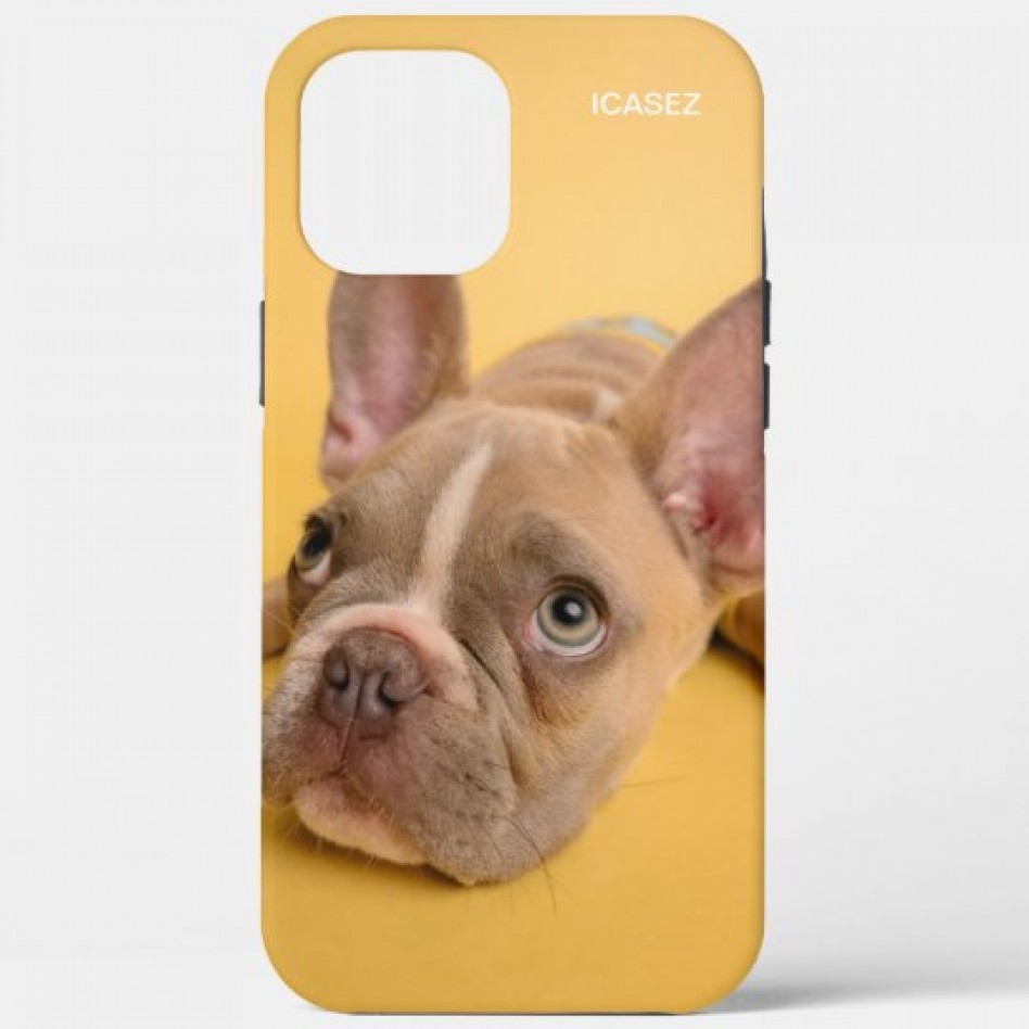 ICASEZオリジナルIPHONE12 PRO MAX 犬の芸術は黄色を照らしますケース