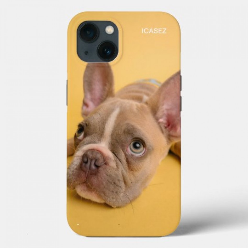 ICASEZオリジナルIPHONE13 MINI 犬の芸術は黄色を照らしますケース