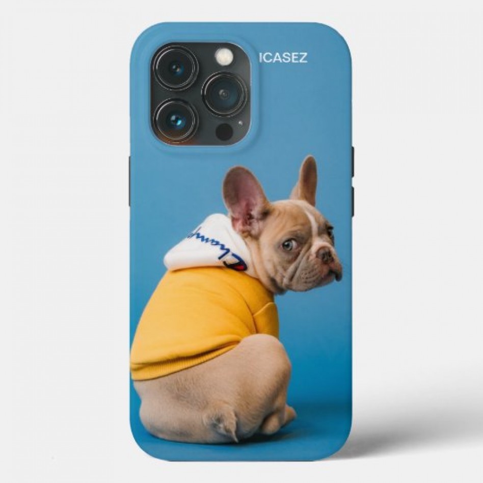 ICASEZオリジナルIPHONE13 PRO 犬の芸術は青色を照らしますケース